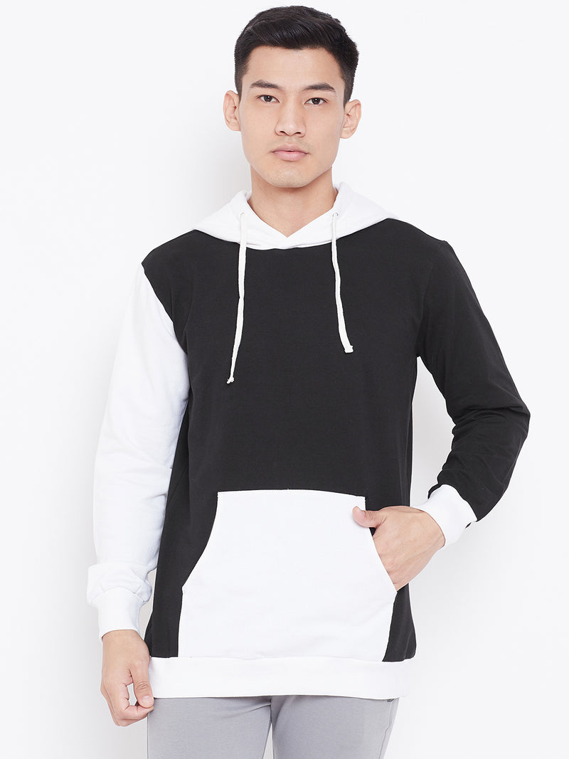Colour Block Hoodie Jacket- Black/White