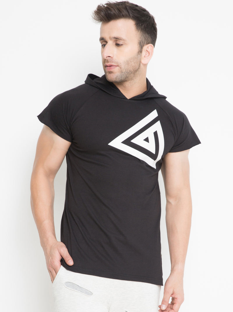 MEN'S HOODIE T-SHIRT - BLACK