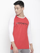 Men's Raglan Full Sleeve Tee- Red/White