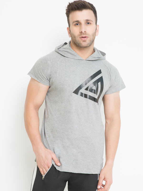 MEN'S HOODIE T-SHIRT - GREY