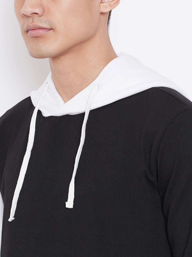 Colour Block Hoodie Jacket- Black/White