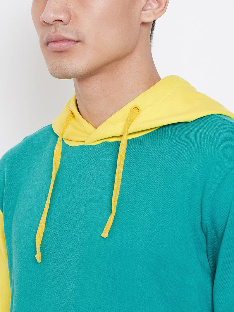 Colour Block Hoodie Jacket-Green/Mustard