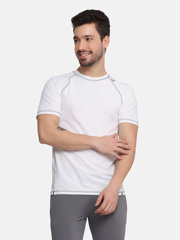 MEN'S CROSS STITCH COMPRESSION T-SHIRT-WHITE