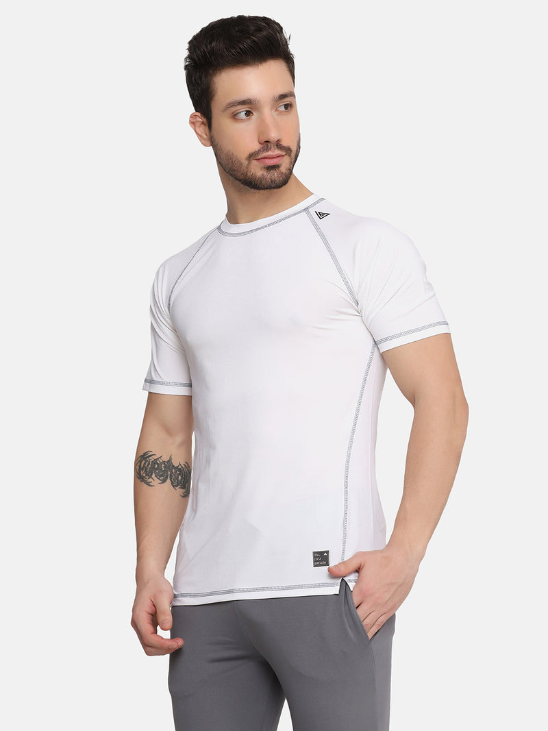 MEN'S CROSS STITCH COMPRESSION T-SHIRT-WHITE
