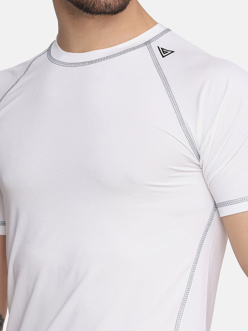 MEN'S CROSS STITCH COMPRESSION T-SHIRT-WHITE