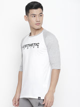 Men's Raglan Full Sleeve Tee- Grey/White