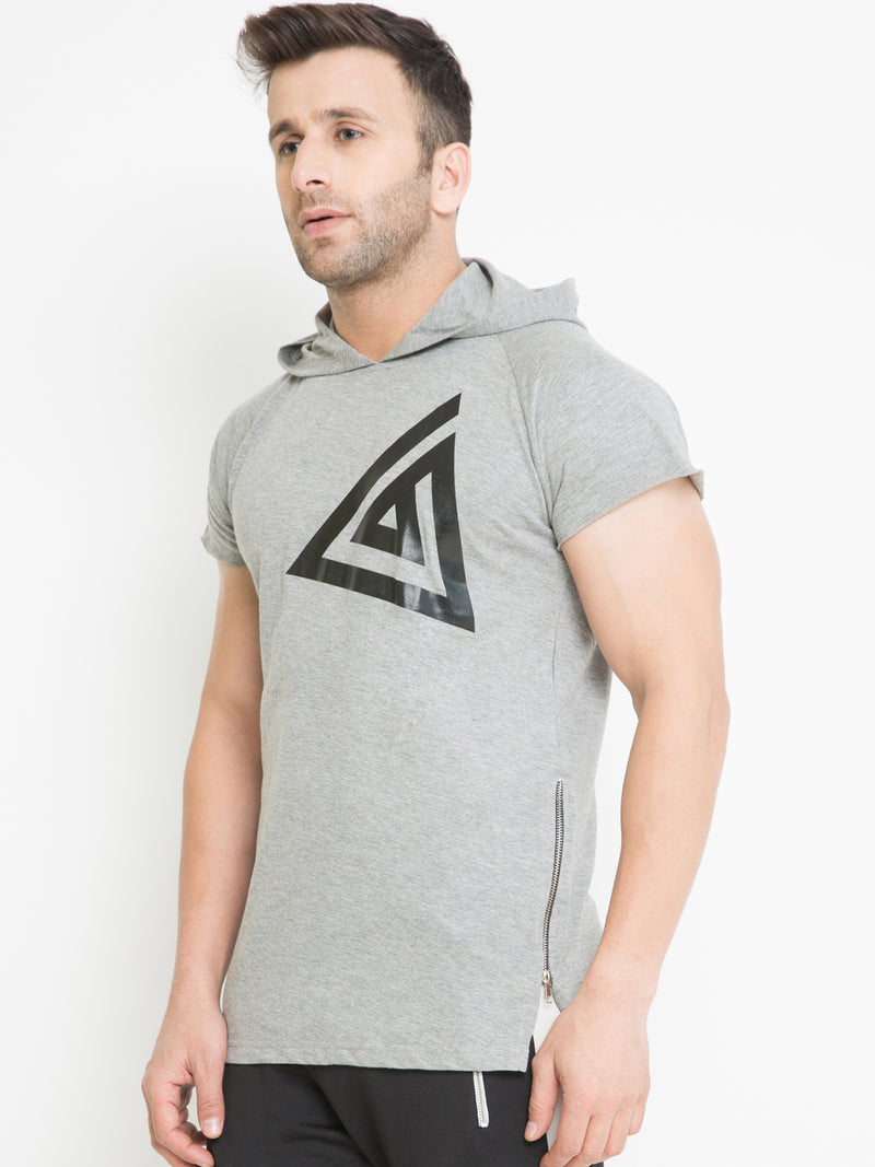 MEN'S HOODIE T-SHIRT - GREY