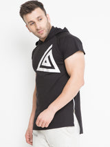 MEN'S HOODIE T-SHIRT - BLACK