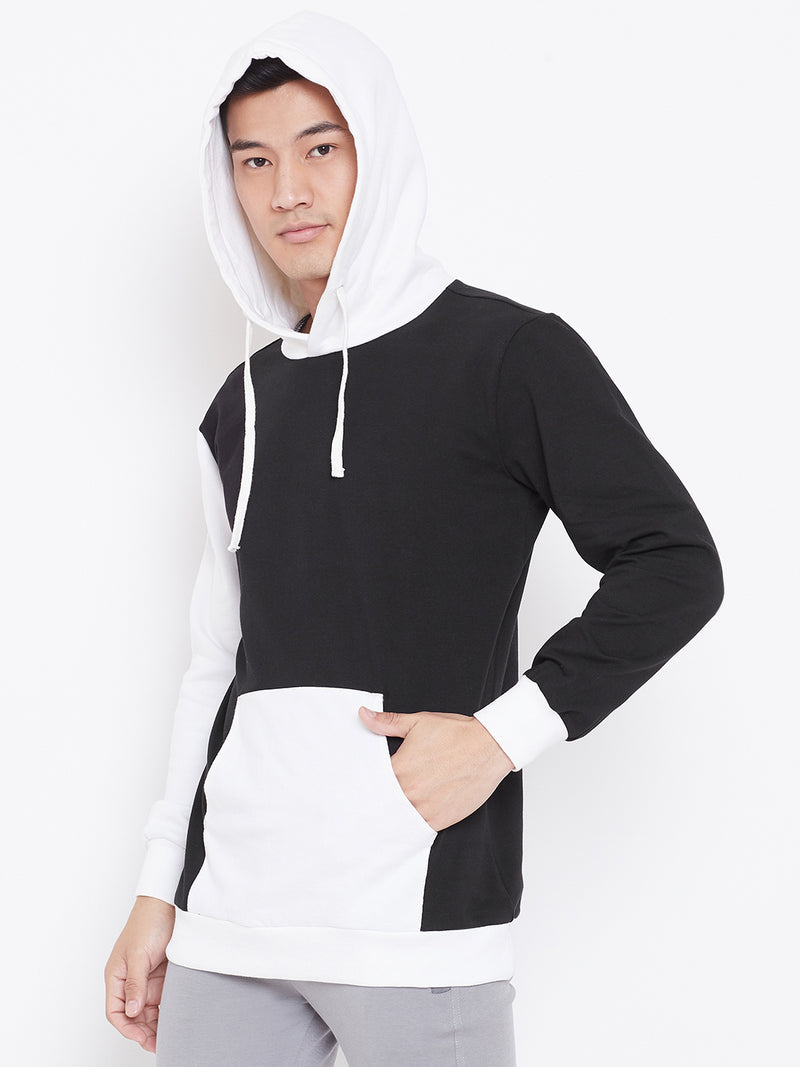 Colour Block Hoodie Jacket- Black/White