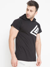 MEN'S HOODIE T-SHIRT - BLACK