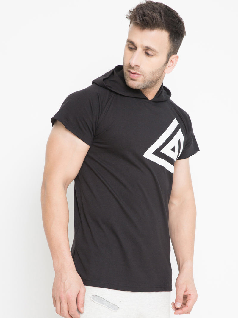 MEN'S HOODIE T-SHIRT - BLACK