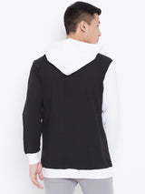 Colour Block Hoodie Jacket- Black/White