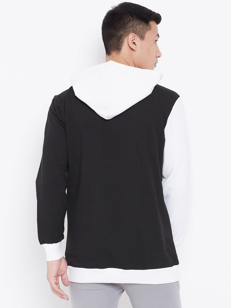 Colour Block Hoodie Jacket- Black/White