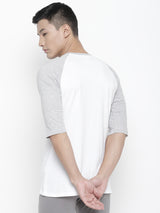 Men's Raglan Full Sleeve Tee- Grey/White