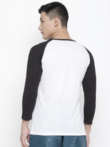 Men's Raglan Full Sleeve Tee- White/Black