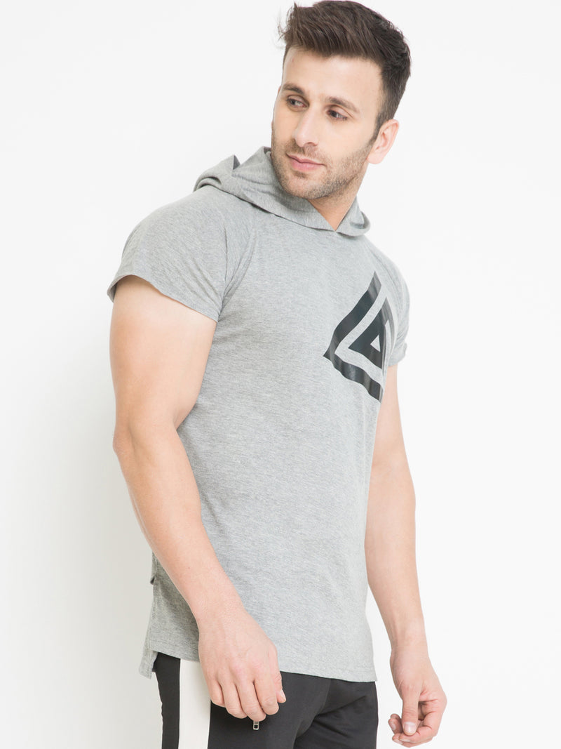 MEN'S HOODIE T-SHIRT - GREY