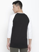 Men's Raglan Full Sleeve Tee- BLACK/WHITE