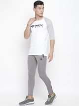 Men's Raglan Full Sleeve Tee- Grey/White