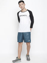 Men's Raglan Full Sleeve Tee- White/Black