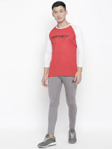 Men's Raglan Full Sleeve Tee- Red/White