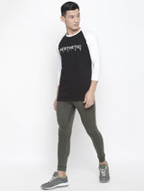 Men's Raglan Full Sleeve Tee- BLACK/WHITE