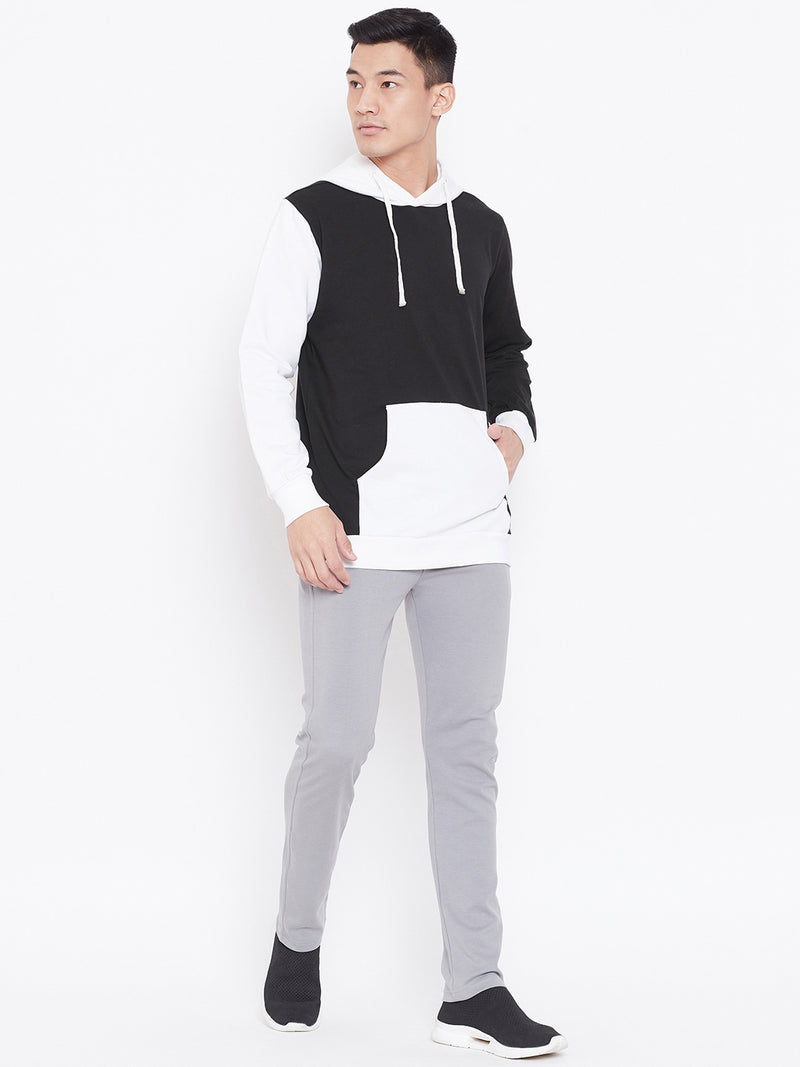 Colour Block Hoodie Jacket- Black/White