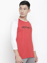 Men's Raglan Full Sleeve Tee- Red/White