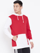 Colour Block Hoodie Jacket- Red/White
