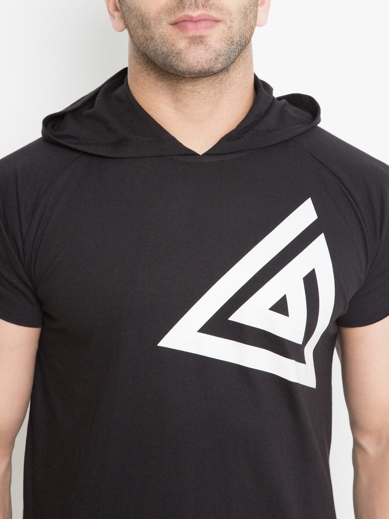 MEN'S HOODIE T-SHIRT - BLACK