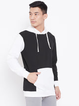 Colour Block Hoodie Jacket- Black/White