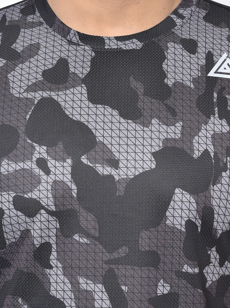 Men’s Army Print Tee-Grey/Black