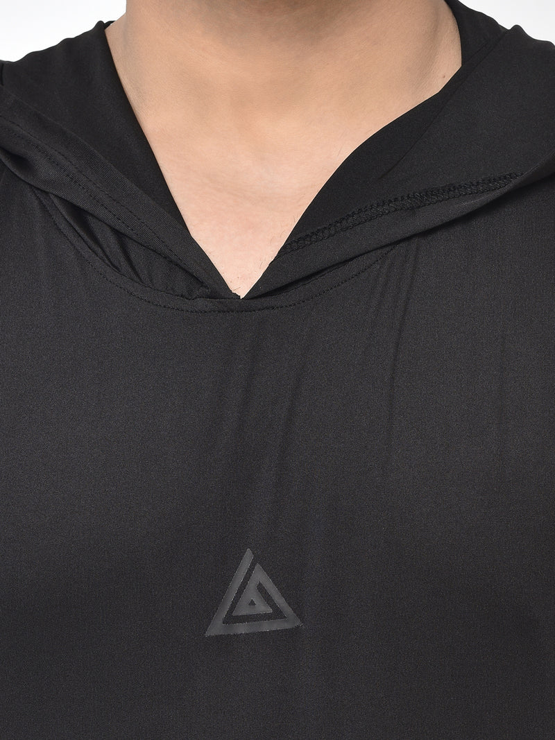 Men’s Drop Arm Sleeveless Hoodie-Black