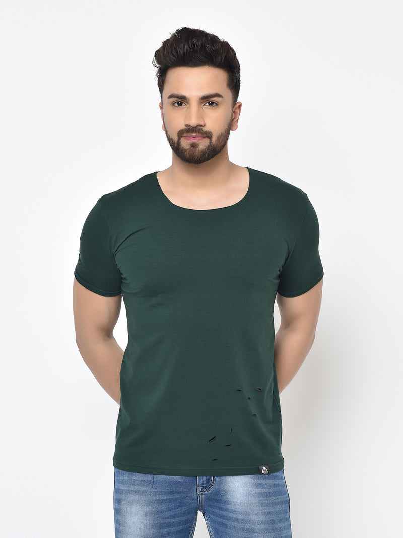 Olive Men Round Neck T-Shirt