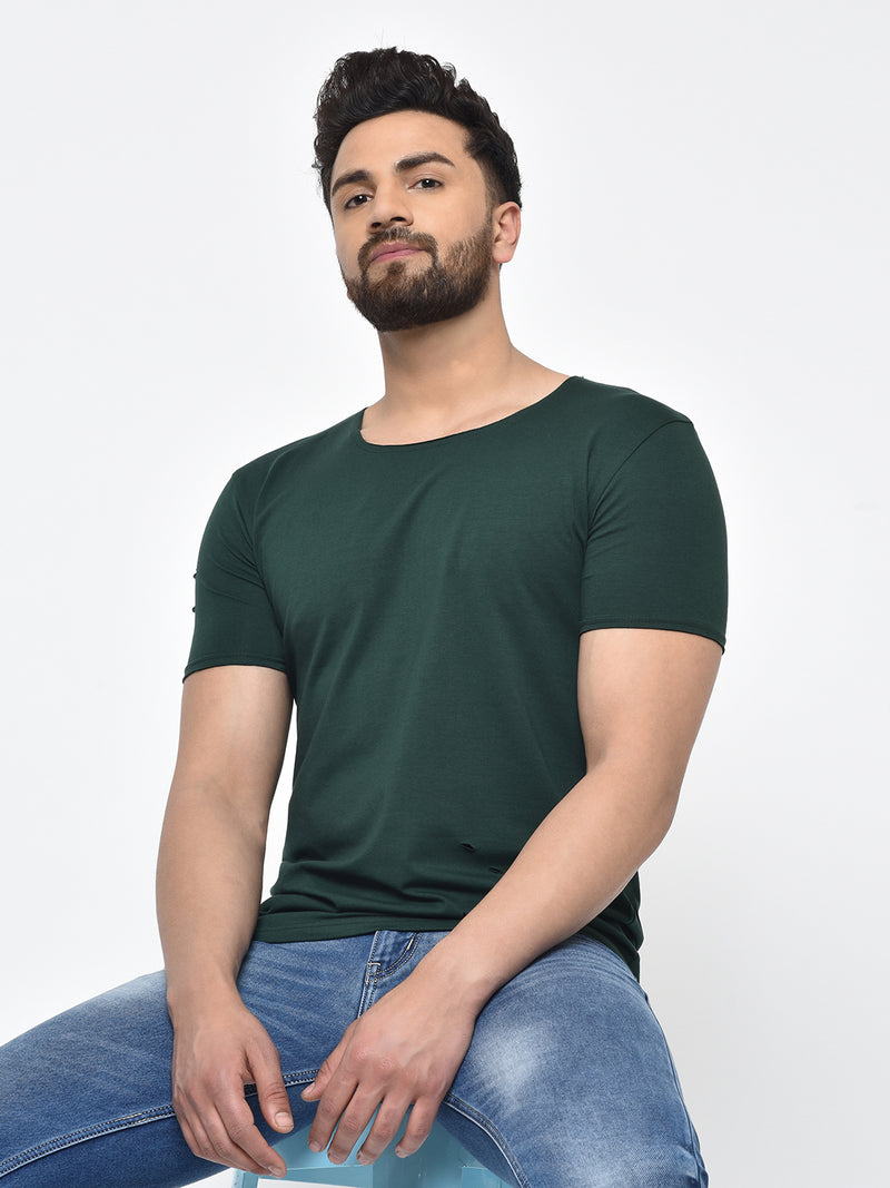 Olive Men Round Neck T-Shirt