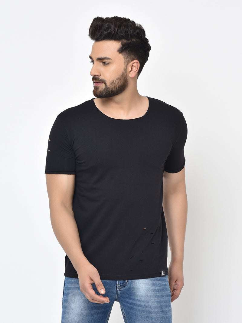 Men's Ripped T-Shirt- Black