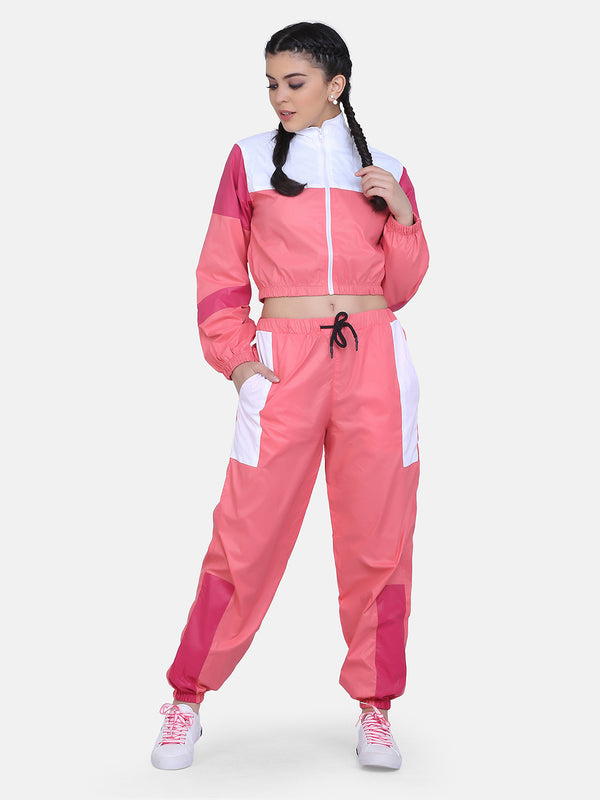 Women Retro Track Suit- Pink