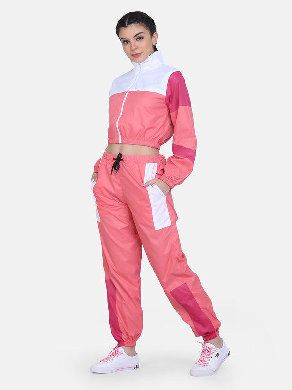 Women Retro Track Suit- Pink