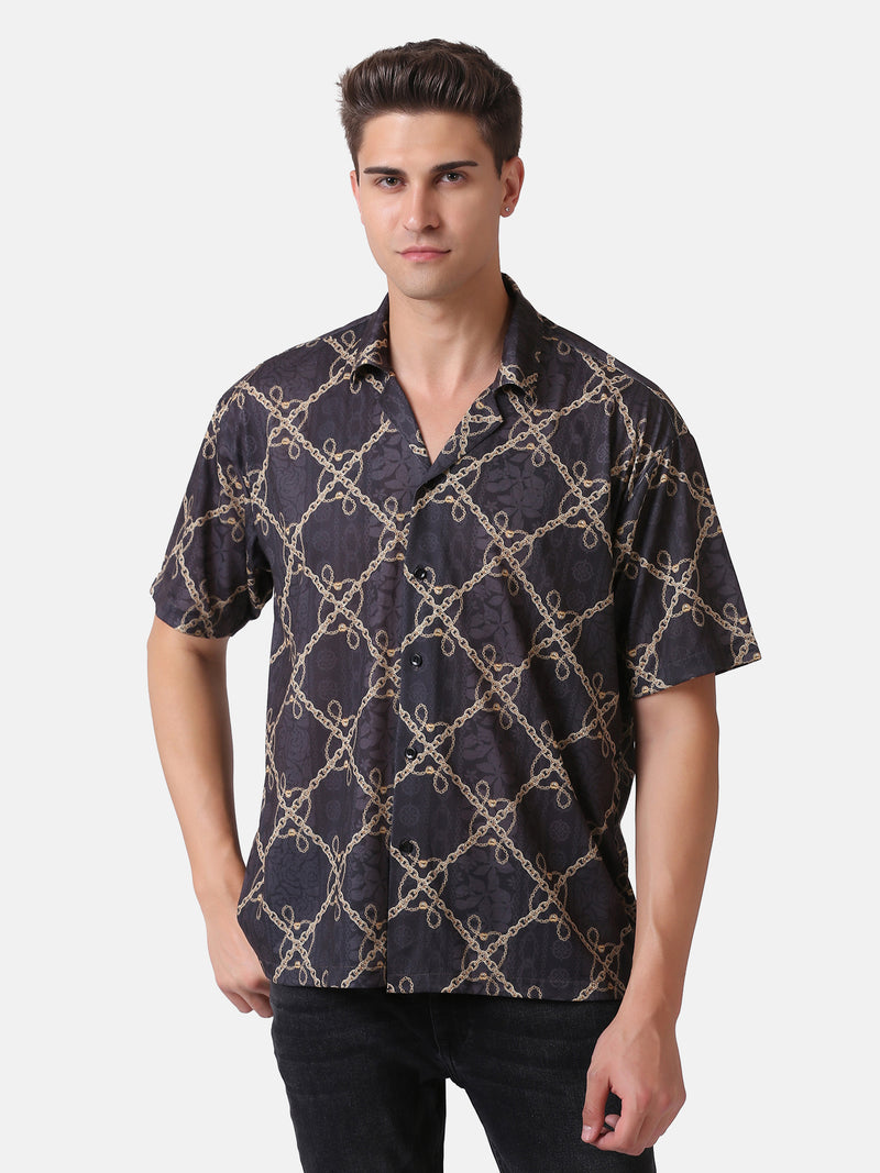 MEN'S VINTAGE CHAIN PRINT OVERSIZE SHIRT