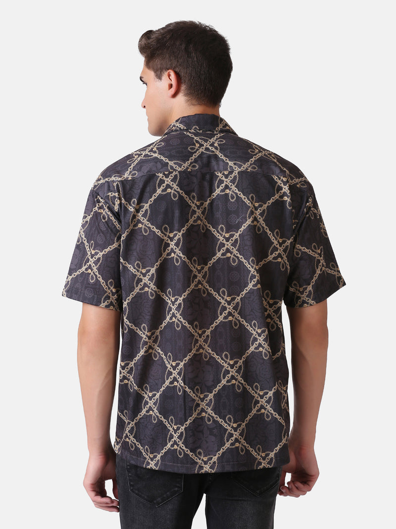 MEN'S VINTAGE CHAIN PRINT OVERSIZE SHIRT
