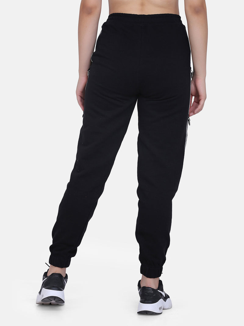 Women Solid Track Pant- Black
