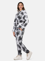 TIE DYE HOODIE CO ORDS SET(JOGGER) - BLACK/WHITE