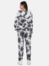 TIE DYE HOODIE CO ORDS SET(JOGGER) - BLACK/WHITE