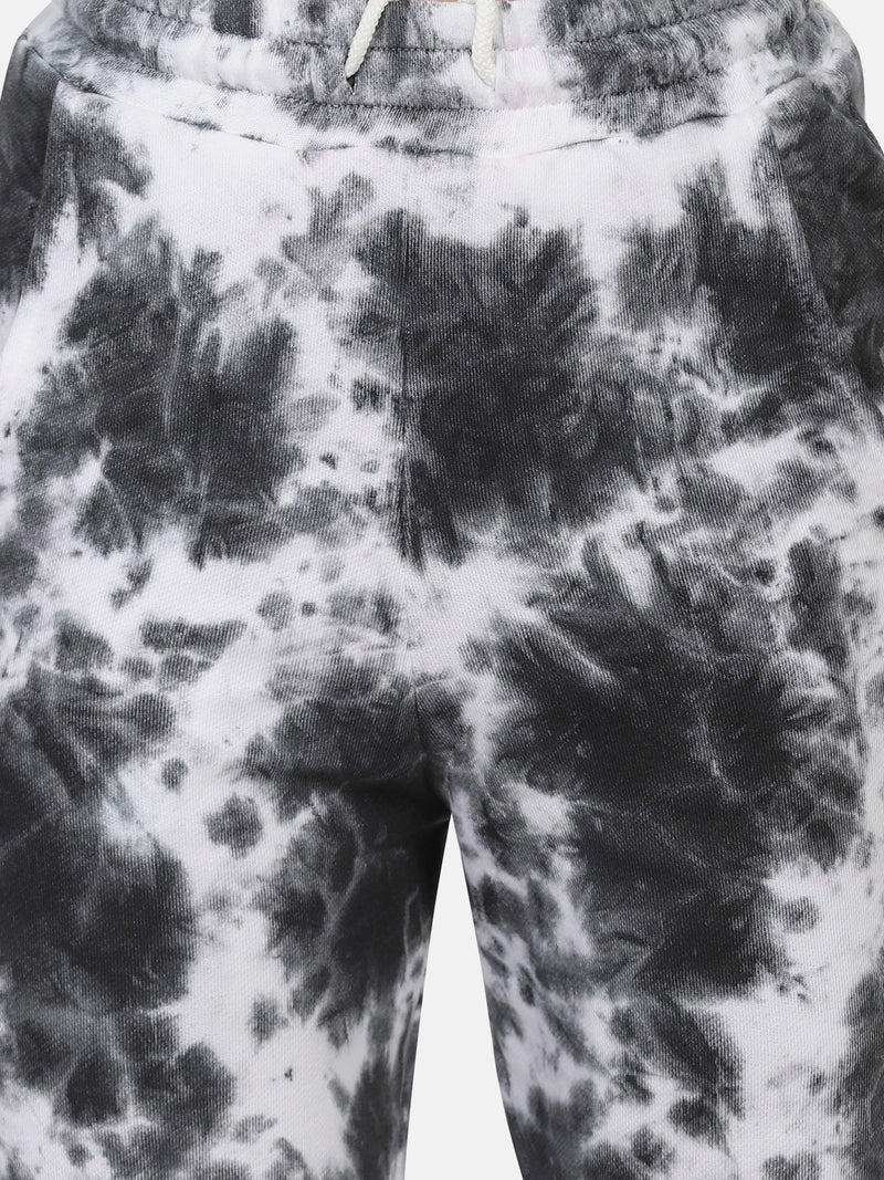 TIE DYE HOODIE CO ORDS SET(JOGGER) - BLACK/WHITE