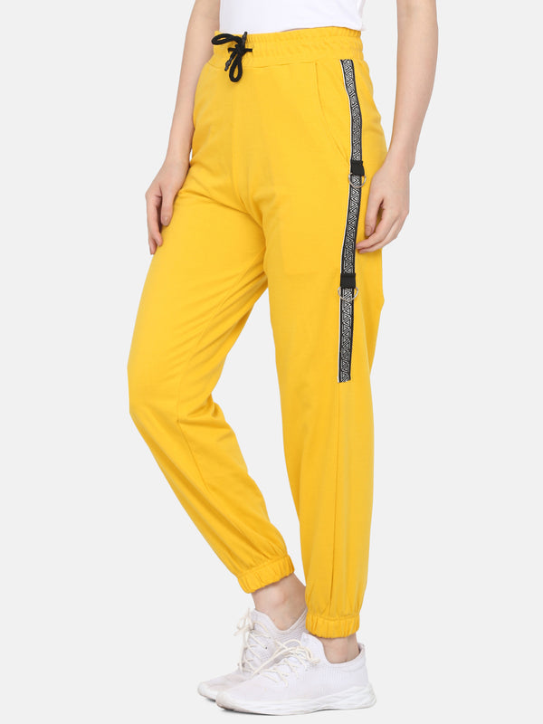 women solid track pant- YELLOW