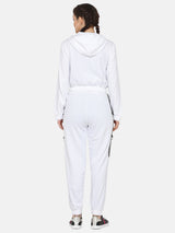 Women Solid stylish Hooded Tracksuit- WHITE