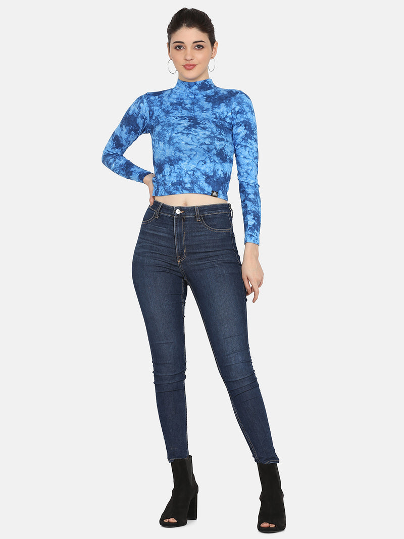 High Neck Top- Blue