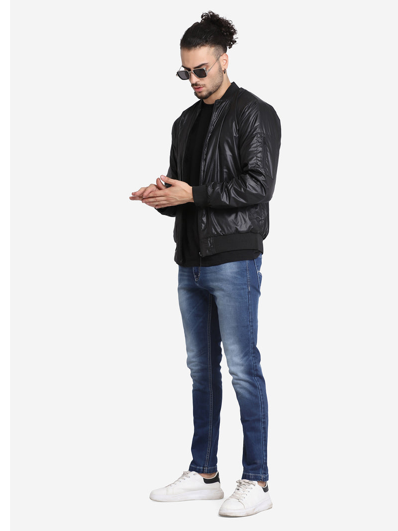 Men's Bomber Jacket- BLACK