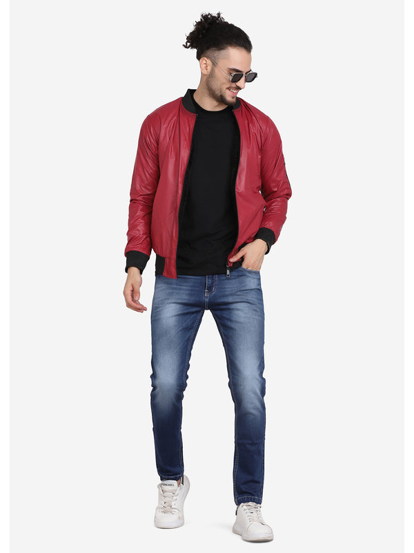 Men's Bomber Jacket - Wine