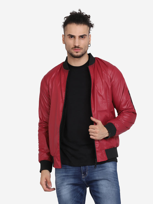 Men's Bomber Jacket - Wine