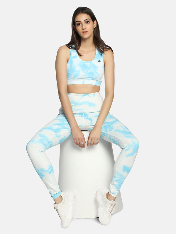 WOMEN'S RACER BACK SKY BLUE TIE DYE CO ORDS